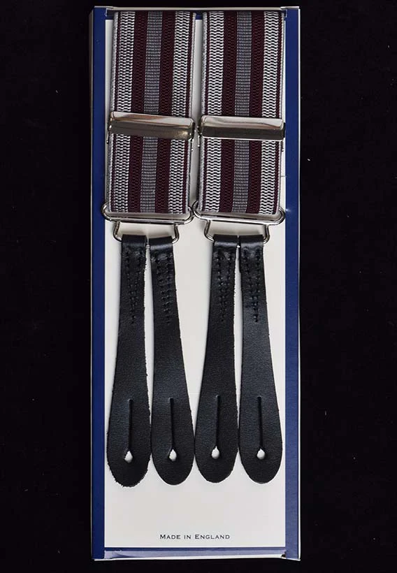 Striped Button-On Braces with Stamped Leather Ends (BR730) - Image 12