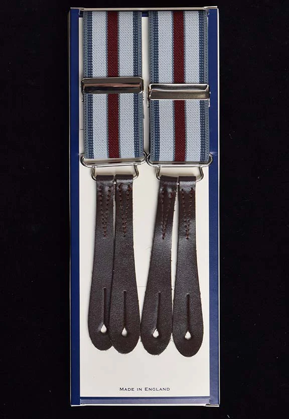 Striped Button-On Braces with Stamped Leather Ends (BR730) - Image 13