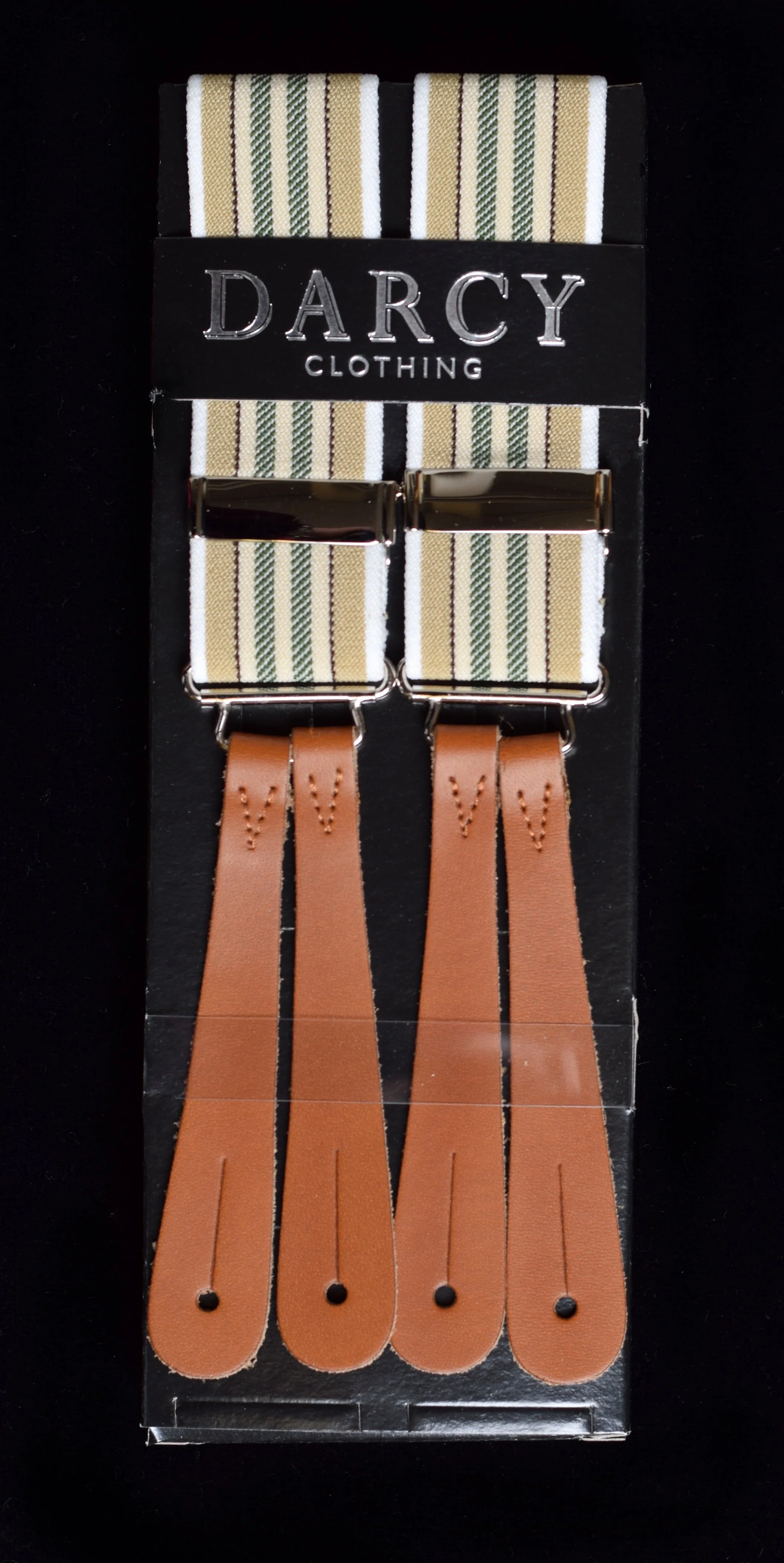 Striped Button-On Braces with Stamped Leather Ends (BR730) - Image 6